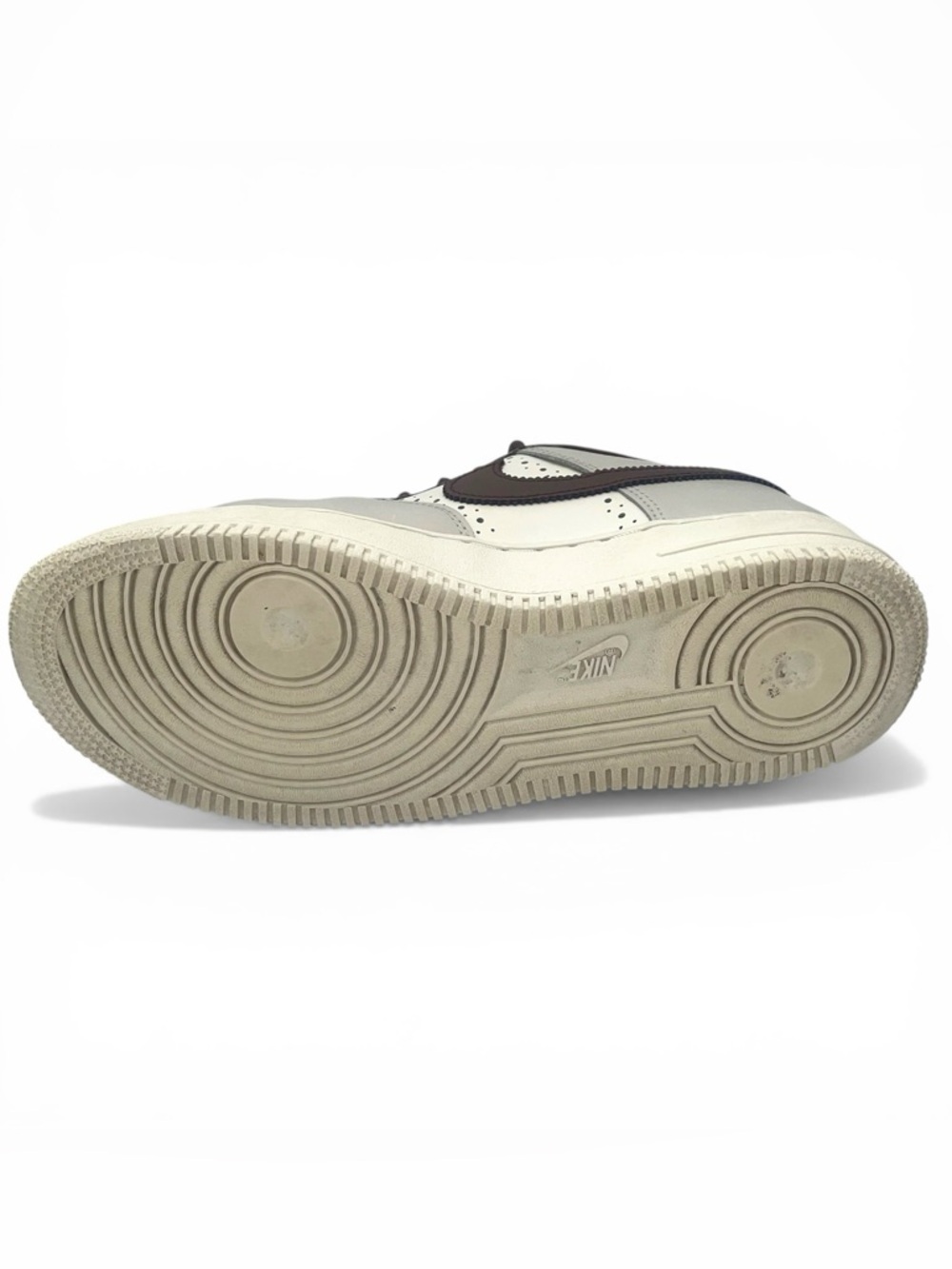 Nike Air Force 1 Low Beige Brown Swoosh 7Y Women’s 8.5 - Picture 9 of 10
